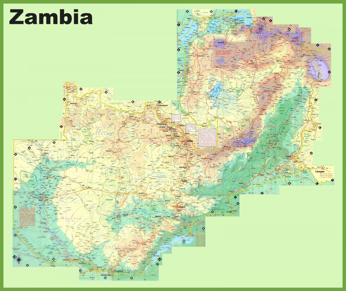 Zambijos gyventojų tankumo žemėlapis