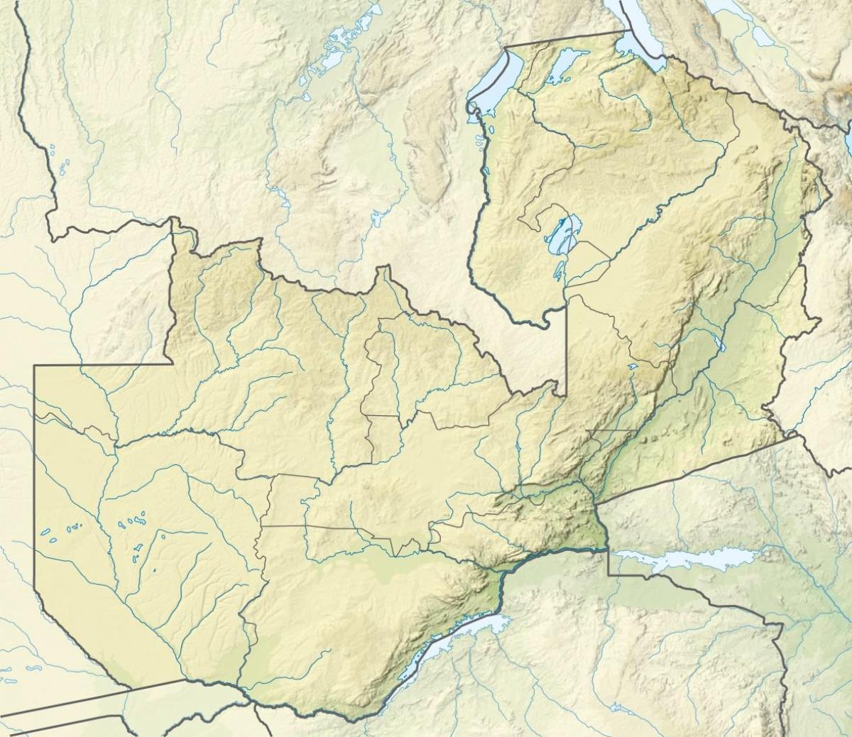 Žemėlapis Zambija upės 